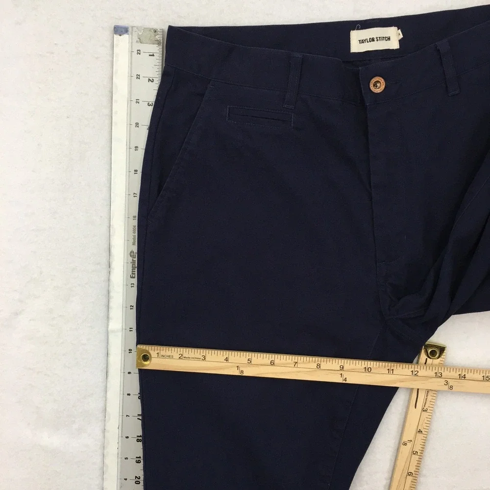 Taylor Stitch Mens 34 Navy Blue Organic Cotton Spandex Chino Pants Slim Fit